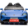 Auto Elettrica Porsche Taycan 24V Macchina per Bambini 2 Posti Reali con Ruote in Gomma Telecomando – Variante Blu