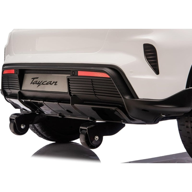 Auto Elettrica Porsche Taycan 24V Macchina per Bambini 2 Posti Reali con Ruote in Gomma Telecomando – Variante Bianco