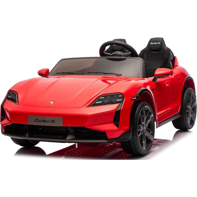 Auto Elettrica Porsche Taycan 24V Macchina per Bambini 2 Posti Reali con Ruote in Gomma Telecomando – Variante Rosso