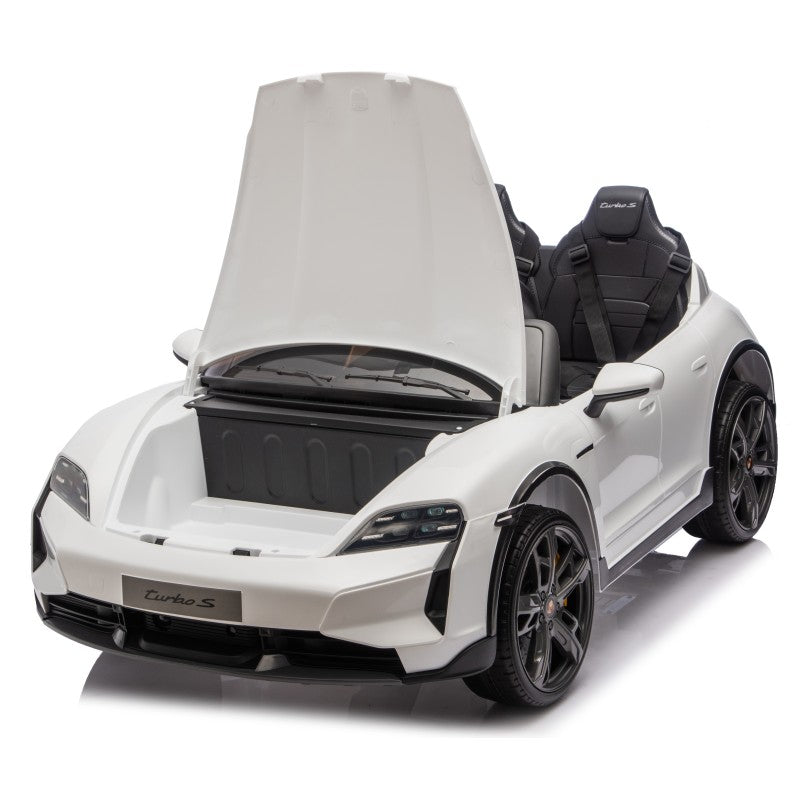 Auto Elettrica Porsche Taycan 24V Macchina per Bambini 2 Posti Reali con Ruote in Gomma Telecomando – Variante Bianco