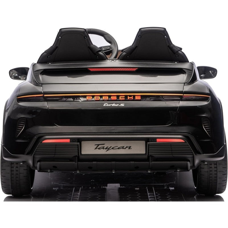 Auto Elettrica Porsche Taycan 24V Macchina per Bambini 2 Posti Reali con Ruote in Gomma Telecomando – Variante Nero