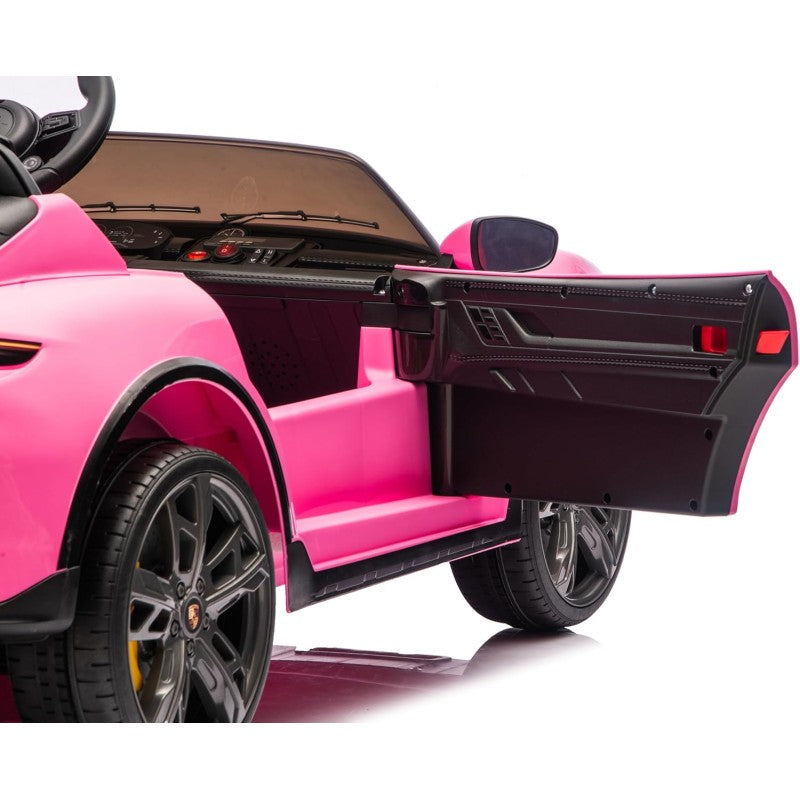Auto Elettrica Porsche Taycan 24V Macchina per Bambini 2 Posti Reali con Ruote in Gomma Telecomando – Variante Rosa