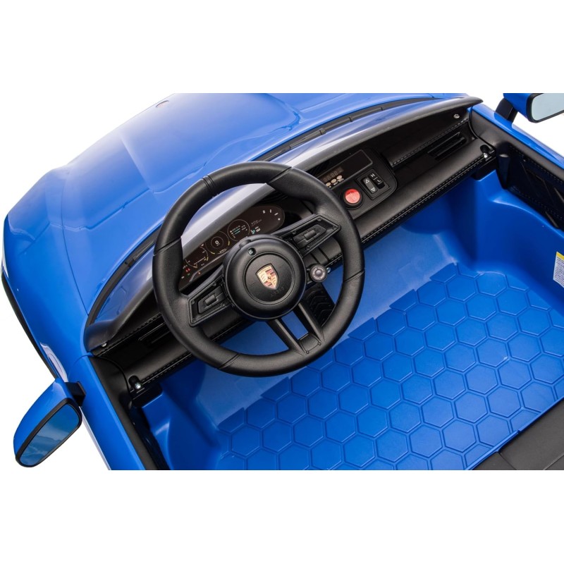 Auto Elettrica Porsche Taycan 24V Macchina per Bambini 2 Posti Reali con Ruote in Gomma Telecomando – Variante Blu