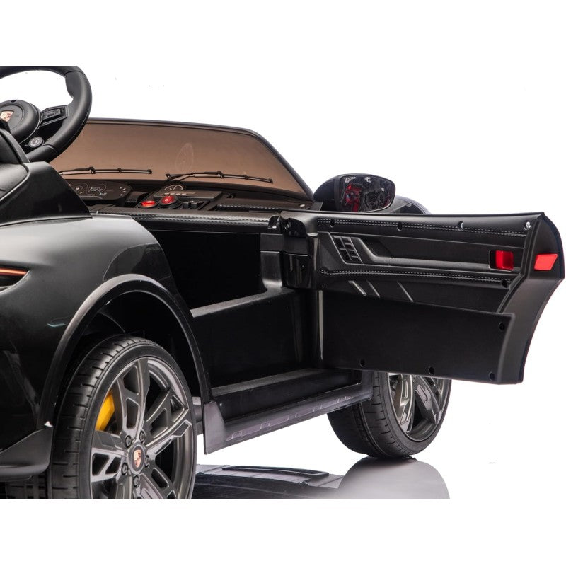 Auto Elettrica Porsche Taycan 24V Macchina per Bambini 2 Posti Reali con Ruote in Gomma Telecomando – Variante Nero
