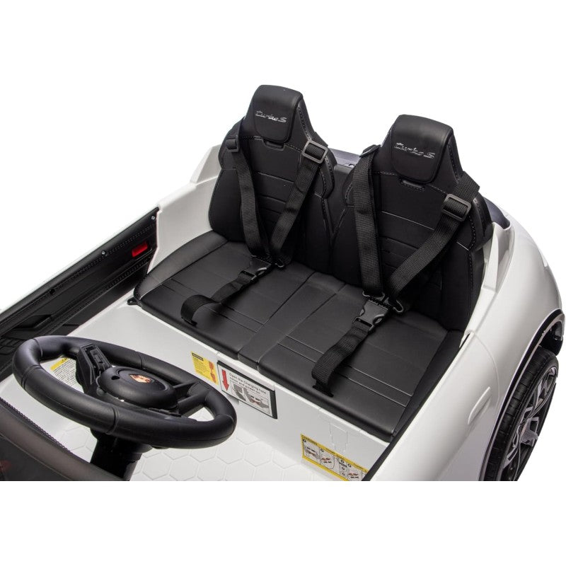 Auto Elettrica Porsche Taycan 24V Macchina per Bambini 2 Posti Reali con Ruote in Gomma Telecomando – Variante Bianco