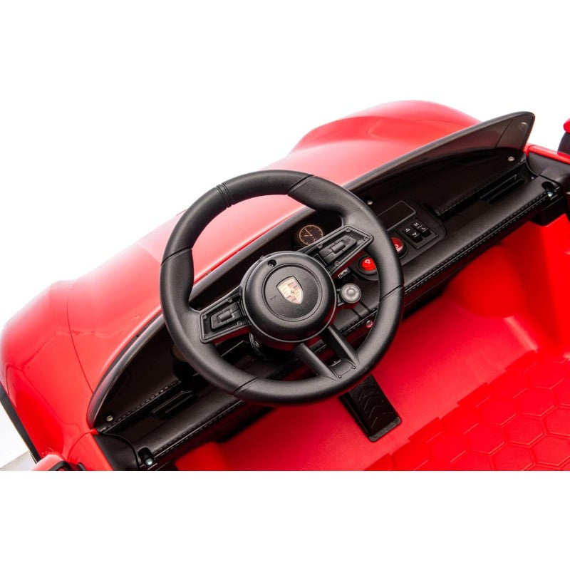 Auto Elettrica Porsche Taycan 24V Macchina per Bambini 2 Posti Reali con Ruote in Gomma Telecomando – Variante Rosso
