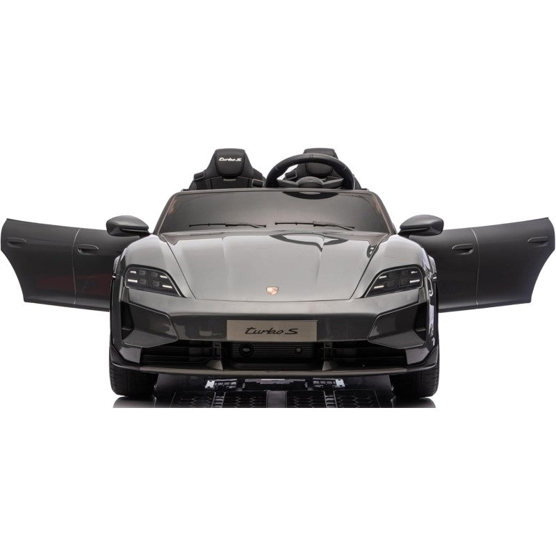 Auto Elettrica Porsche Taycan 24V Macchina per Bambini 2 Posti Reali con Ruote in Gomma Telecomando – Variante Grigio