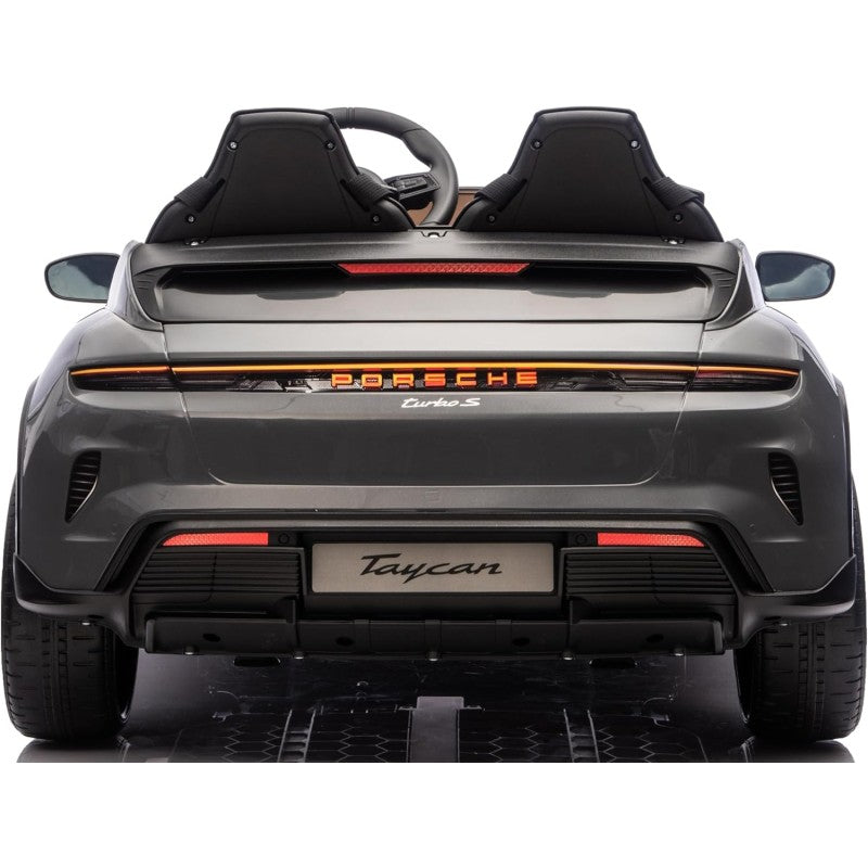 Auto Elettrica Porsche Taycan 24V Macchina per Bambini 2 Posti Reali con Ruote in Gomma Telecomando – Variante Grigio