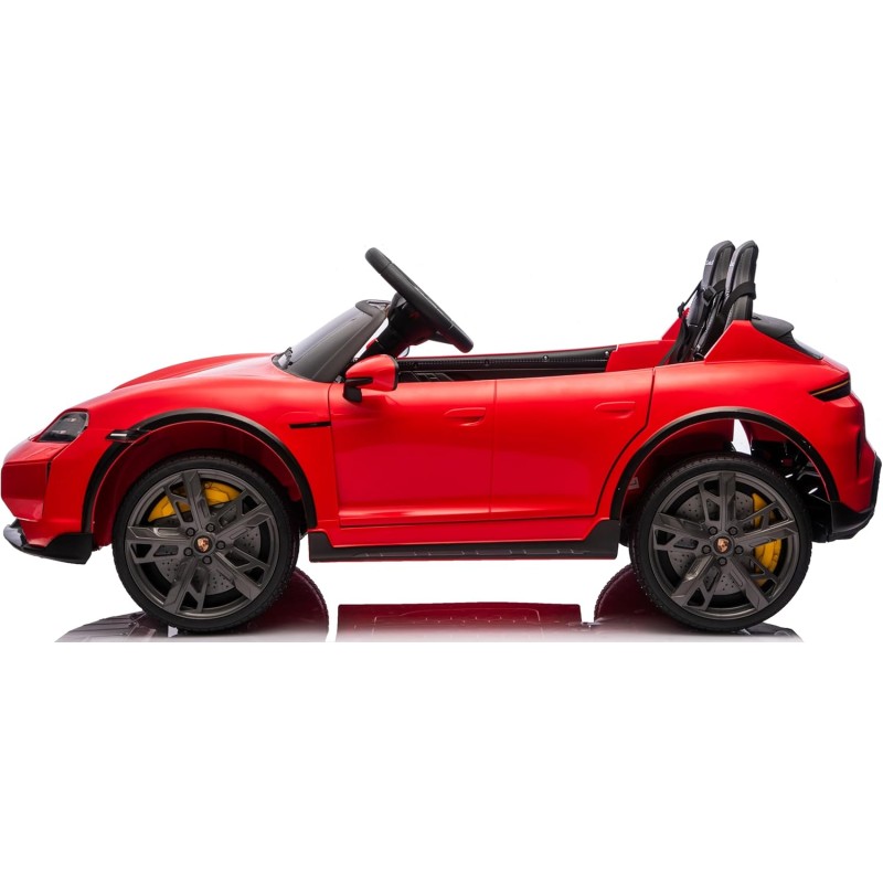 Auto Elettrica Porsche Taycan 24V Macchina per Bambini 2 Posti Reali con Ruote in Gomma Telecomando – Variante Rosso