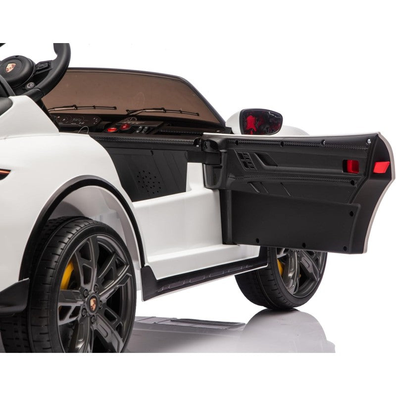 Auto Elettrica Porsche Taycan 24V Macchina per Bambini 2 Posti Reali con Ruote in Gomma Telecomando – Variante Bianco