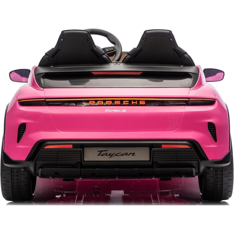 Auto Elettrica Porsche Taycan 24V Macchina per Bambini 2 Posti Reali con Ruote in Gomma Telecomando – Variante Rosa