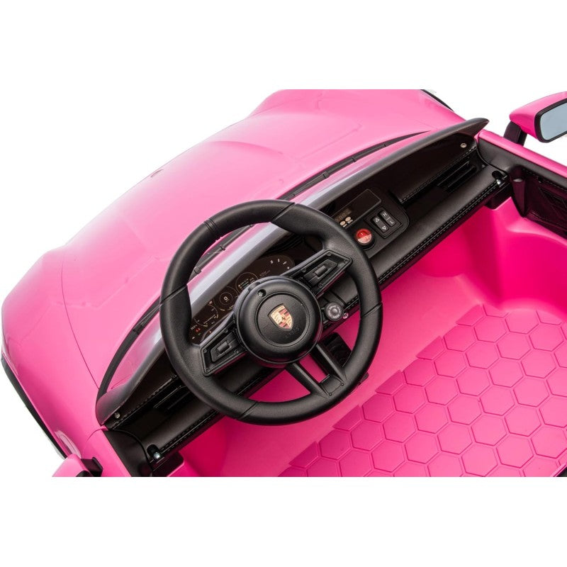 Auto Elettrica Porsche Taycan 24V Macchina per Bambini 2 Posti Reali con Ruote in Gomma Telecomando – Variante Rosa