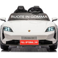 Auto Elettrica Porsche Taycan 24V Macchina per Bambini 2 Posti Reali con Ruote in Gomma Telecomando – Variante Bianco