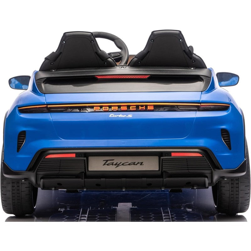 Auto Elettrica Porsche Taycan 24V Macchina per Bambini 2 Posti Reali con Ruote in Gomma Telecomando – Variante Blu