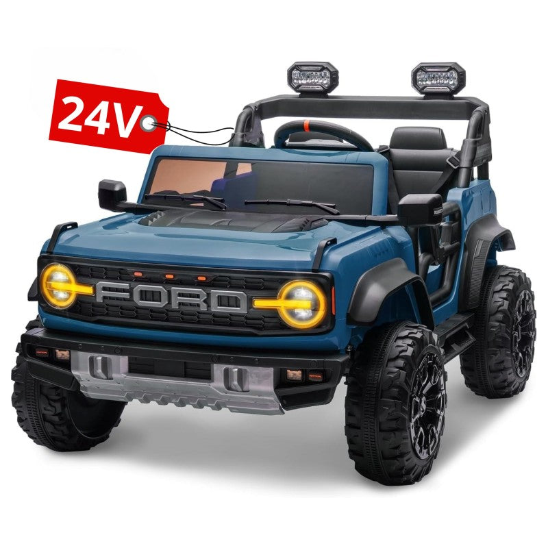 Auto Macchina Elettrica per Bambini 24V Ford Bronco Raptor Fuoristrada 2 Posti con Telecomando 0975 - Blu