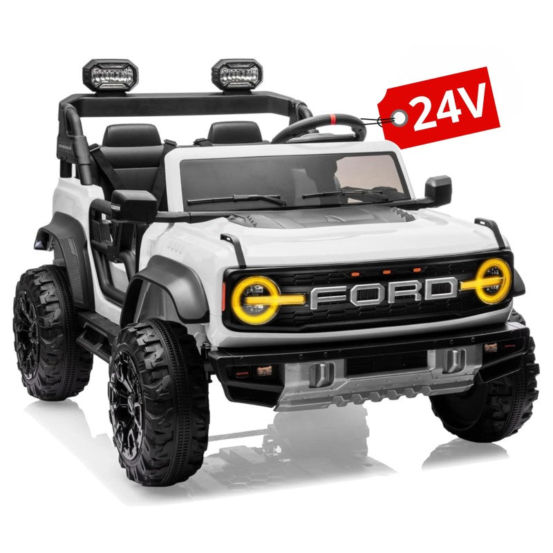 Auto Macchina Elettrica per Bambini 24V Ford Bronco Raptor Fuoristrada 2 Posti con Telecomando 0975 – Variante Bianco