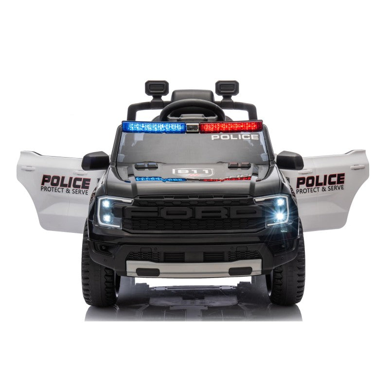 Auto Macchina Elettrica per Bambini Ford Ranger Police 12v con Telecomando Luci Lampeggianti Microfono e Sirena della Polizia