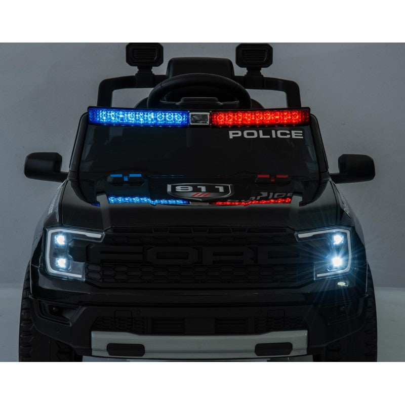 Auto Macchina Elettrica per Bambini Ford Ranger Police 12v con Telecomando Luci Lampeggianti Microfono e Sirena della Polizia