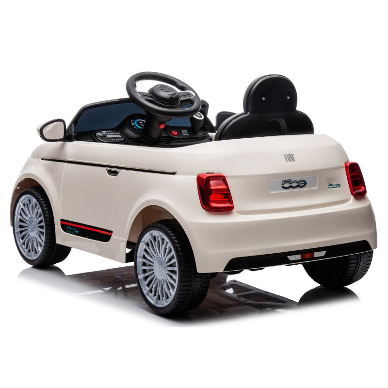Auto Macchina Elettrica per Bambini Nuova Fiat 500e 12V con Telecomando e Cinture di Sicurezza – Variante Bianco