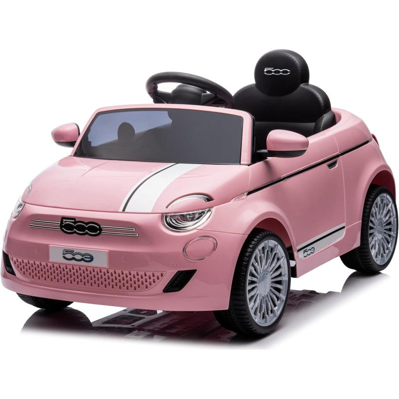 Auto Macchina Elettrica per Bambini Nuova Fiat 500e 12V con Telecomando e Cinture di Sicurezza - Rosa