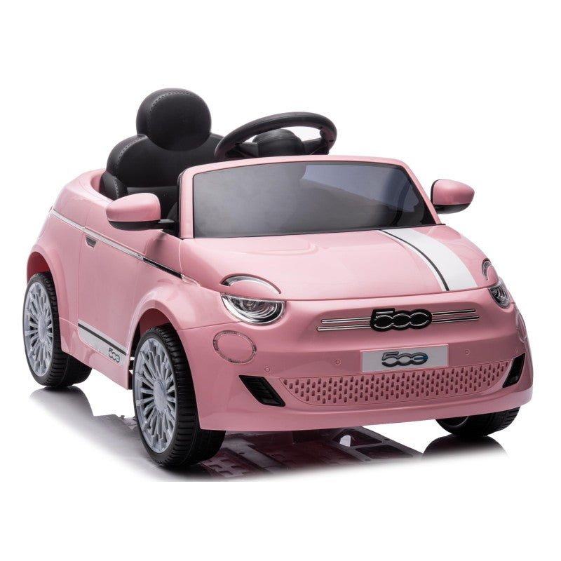 Auto Macchina Elettrica per Bambini Nuova Fiat 500e 12V con Telecomando e Cinture di Sicurezza – Variante Rosa