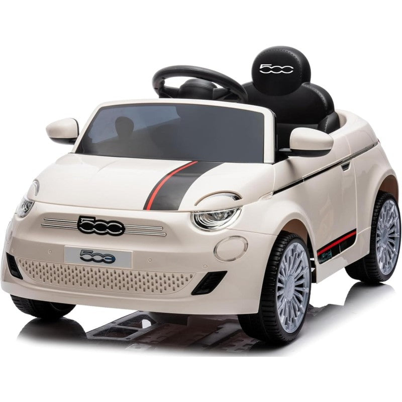 Auto Macchina Elettrica per Bambini Nuova Fiat 500e 12V con Telecomando e Cinture di Sicurezza – Variante Bianco