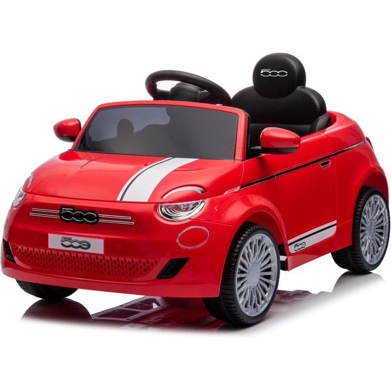 Auto Macchina Elettrica per Bambini Nuova Fiat 500e 12V con Telecomando e Cinture di Sicurezza - Rosso