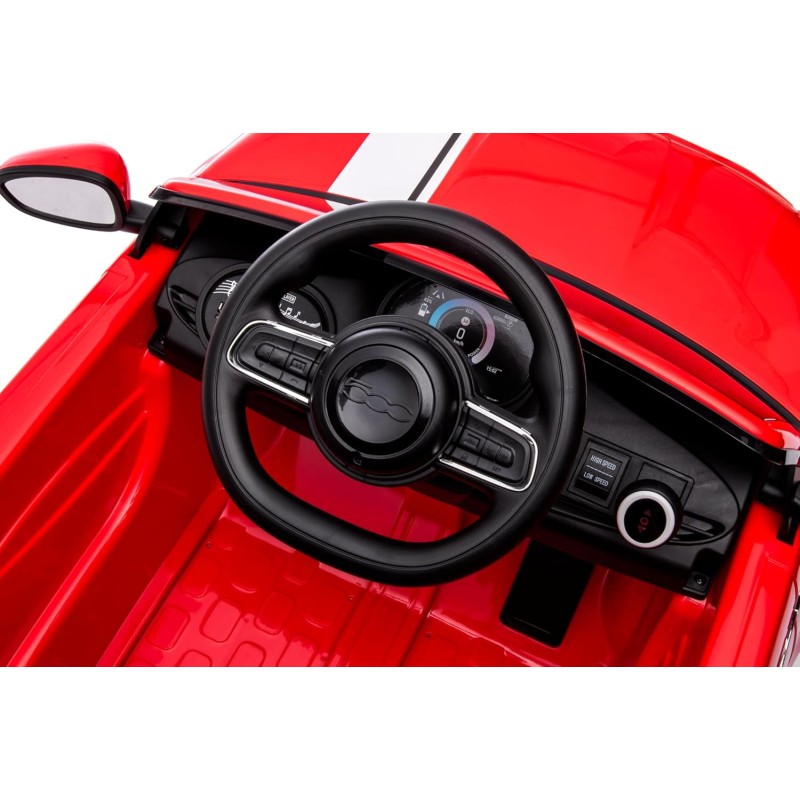 Auto Macchina Elettrica per Bambini Nuova Fiat 500e 12V con Telecomando e Cinture di Sicurezza – Variante Rosso