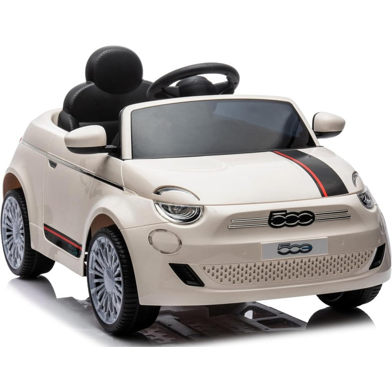 Auto Macchina Elettrica per Bambini Nuova Fiat 500e 12V con Telecomando e Cinture di Sicurezza – Variante Bianco