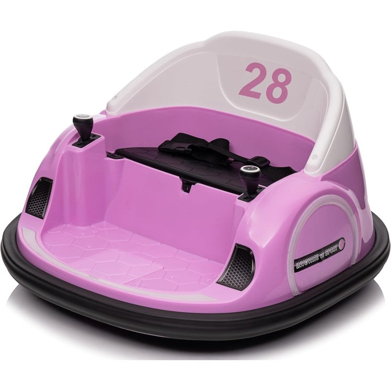 Autoscontro Elettrico 12V per Bambini Giostrina Bumper Car girevole 360 con Telecomando Cintura di Sicurezza Luci a Led – Variante Rosa