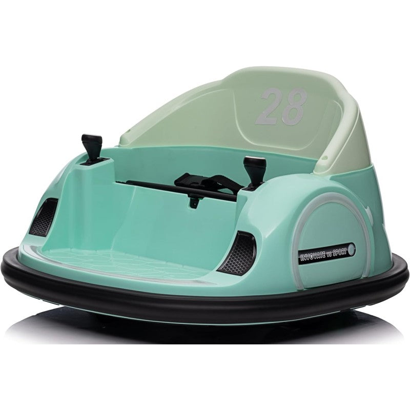 Autoscontro Elettrico 12V per Bambini Giostrina Bumper Car girevole 360 con Telecomando Cintura di Sicurezza Luci a Led – Variante Verde Tiffany