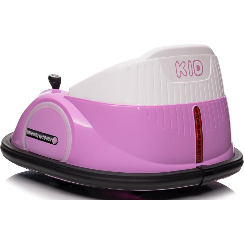 Autoscontro Elettrico 12V per Bambini Giostrina Bumper Car girevole 360 con Telecomando Cintura di Sicurezza Luci a Led – Variante Rosa