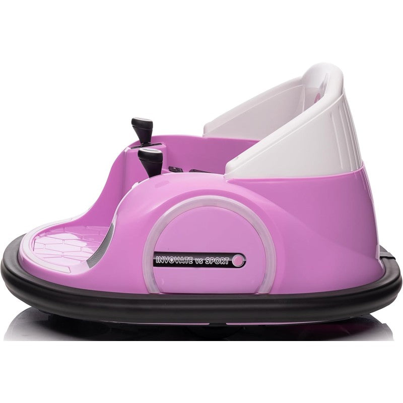 Autoscontro Elettrico 12V per Bambini Giostrina Bumper Car girevole 360 con Telecomando Cintura di Sicurezza Luci a Led – Variante Rosa