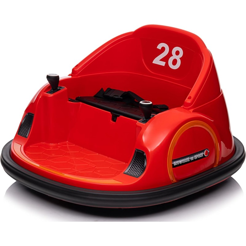 Autoscontro Elettrico 12V per Bambini Giostrina Bumper Car girevole 360 con Telecomando Cintura di Sicurezza Luci a Led – Variante Rosso