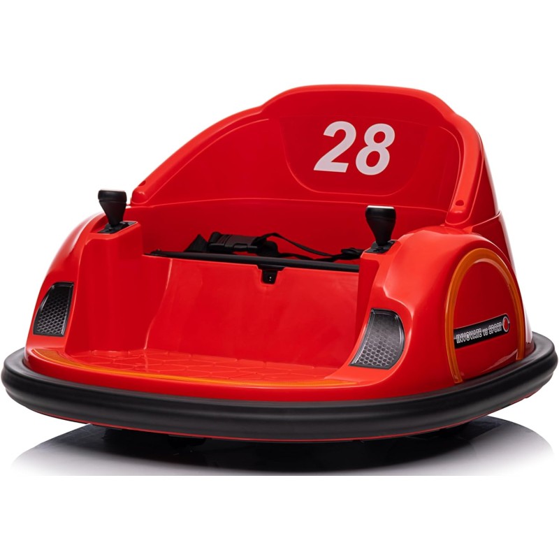Autoscontro Elettrico 12V per Bambini Giostrina Bumper Car girevole 360 con Telecomando Cintura di Sicurezza Luci a Led - Rosso