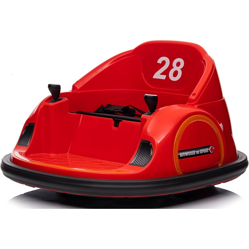 Autoscontro Elettrico 12V per Bambini Giostrina Bumper Car girevole 360 con Telecomando Cintura di Sicurezza Luci a Led – Variante Rosso