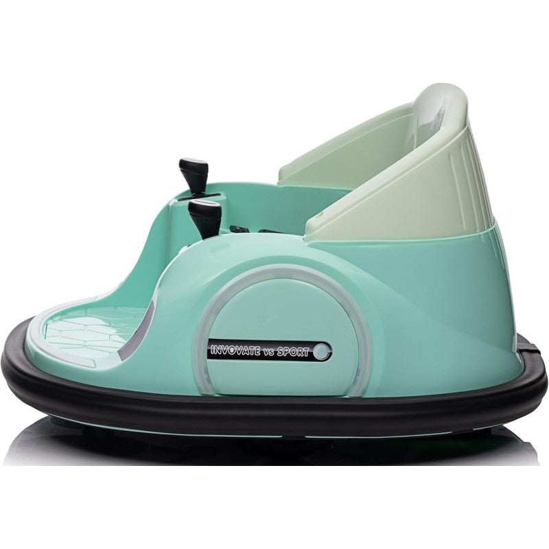 Autoscontro Elettrico 12V per Bambini Giostrina Bumper Car girevole 360 con Telecomando Cintura di Sicurezza Luci a Led – Variante Verde Tiffany