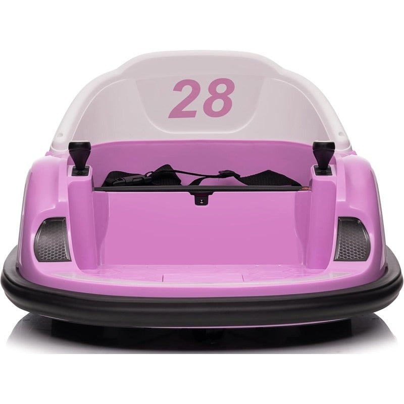 Autoscontro Elettrico 12V per Bambini Giostrina Bumper Car girevole 360 con Telecomando Cintura di Sicurezza Luci a Led – Variante Rosa