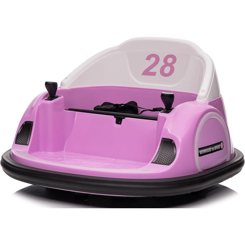Autoscontro Elettrico 12V per Bambini Giostrina Bumper Car girevole 360 con Telecomando Cintura di Sicurezza Luci a Led – Variante Rosa