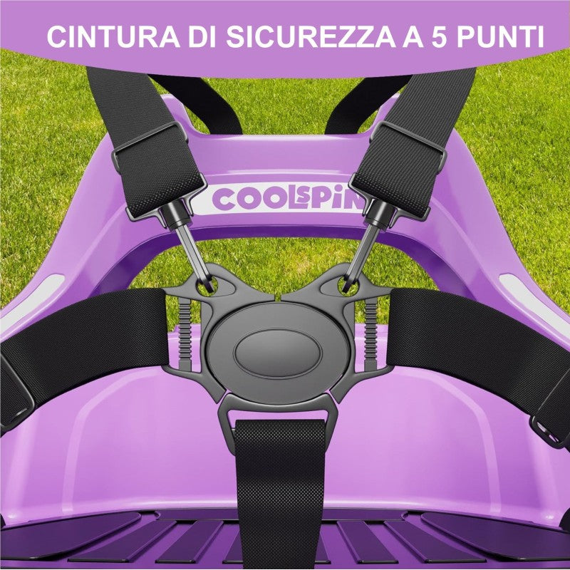 Autoscontro Elettrico per Bambini YJ6055 Supercar 12V Girevole a 360° con Telecomando Cintura di Sicurezza a 5 punti Luci a Led – Variante Violet