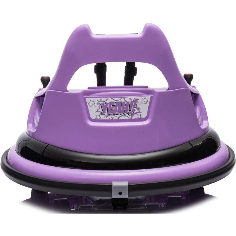 Autoscontro Elettrico per Bambini YJ6055 Supercar 12V Girevole a 360° con Telecomando Cintura di Sicurezza a 5 punti Luci a Led – Variante Violet