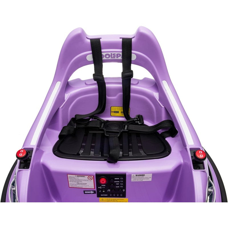 Autoscontro Elettrico per Bambini YJ6055 Supercar 12V Girevole a 360° con Telecomando Cintura di Sicurezza a 5 punti Luci a Led – Variante Violet