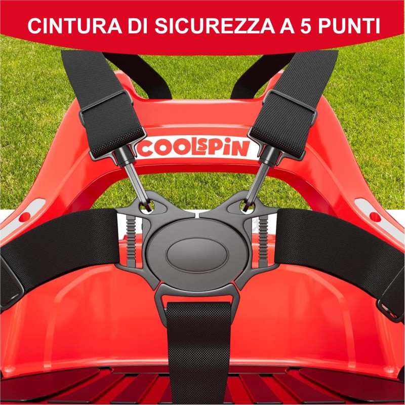 Autoscontro Elettrico per Bambini YJ6055 Supercar 12V Girevole a 360° con Telecomando Cintura di Sicurezza a 5 punti Luci a Led – Variante Rosso
