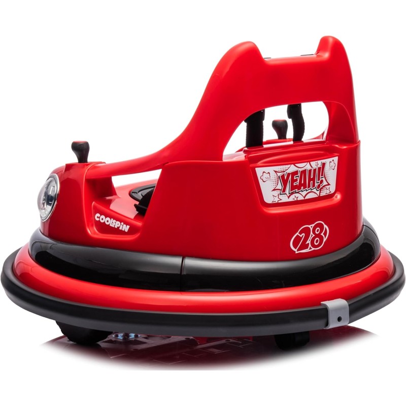 Autoscontro Elettrico per Bambini YJ6055 Supercar 12V Girevole a 360° con Telecomando Cintura di Sicurezza a 5 punti Luci a Led – Variante Rosso