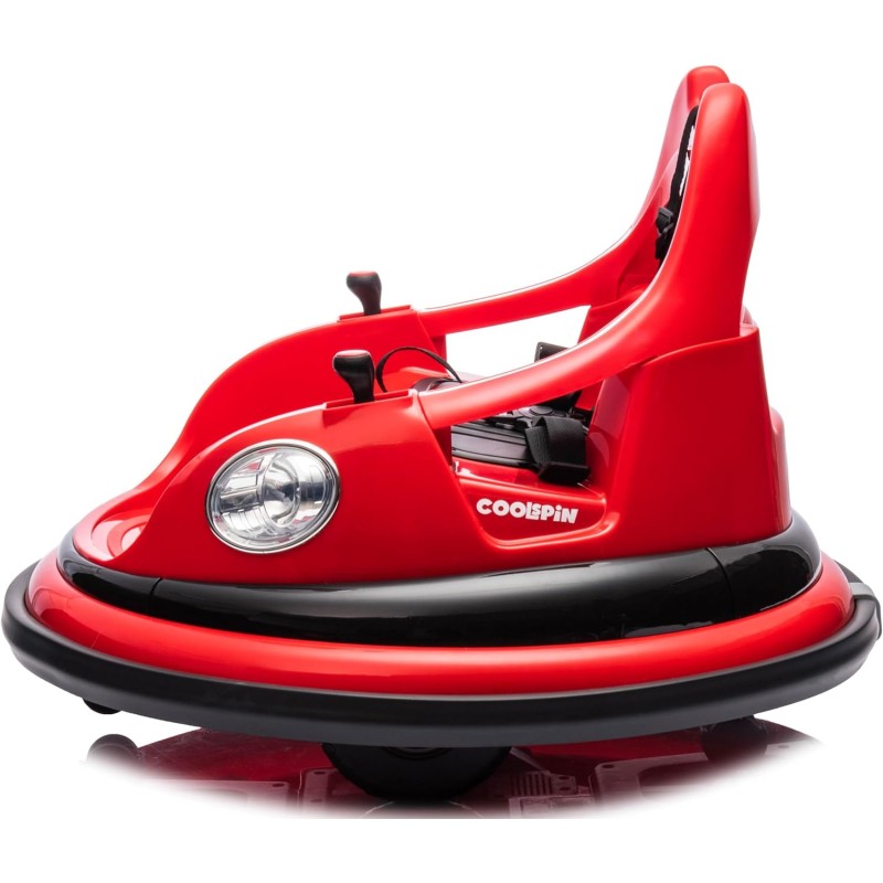 Autoscontro Elettrico per Bambini YJ6055 Supercar 12V Girevole a 360° con Telecomando Cintura di Sicurezza a 5 punti Luci a Led – Variante Rosso