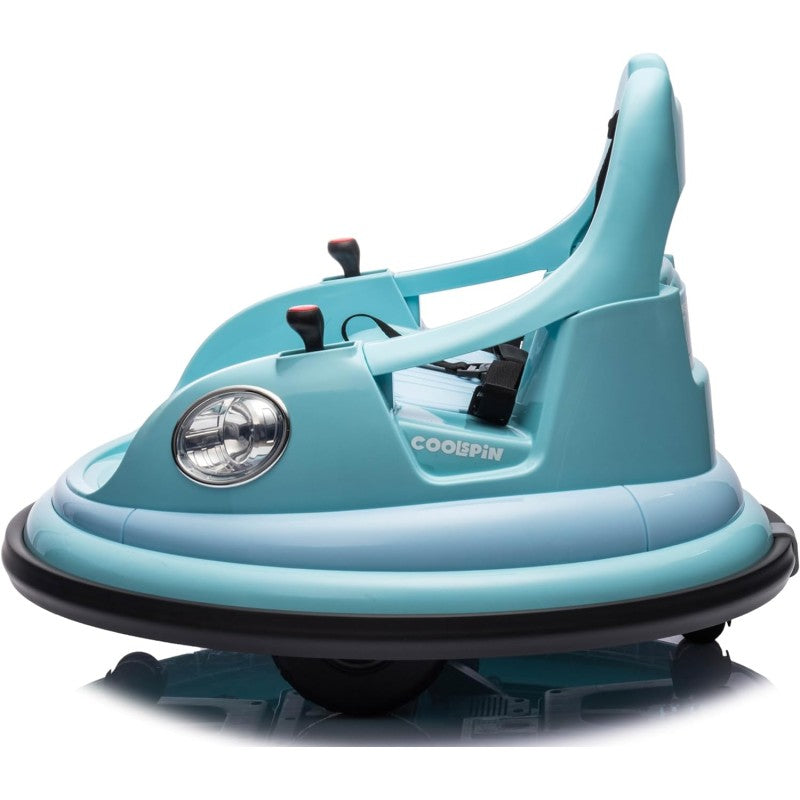 Autoscontro Elettrico per Bambini YJ6055 Supercar 12V Girevole a 360° con Telecomando Cintura di Sicurezza a 5 punti Luci a Led – Variante Blu