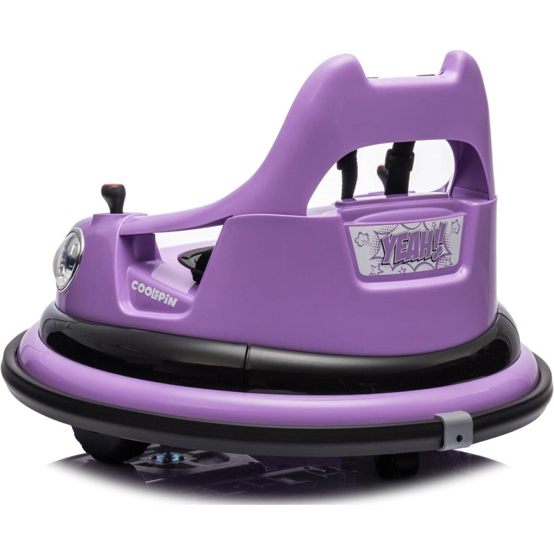 Autoscontro Elettrico per Bambini YJ6055 Supercar 12V Girevole a 360° con Telecomando Cintura di Sicurezza a 5 punti Luci a Led – Variante Violet