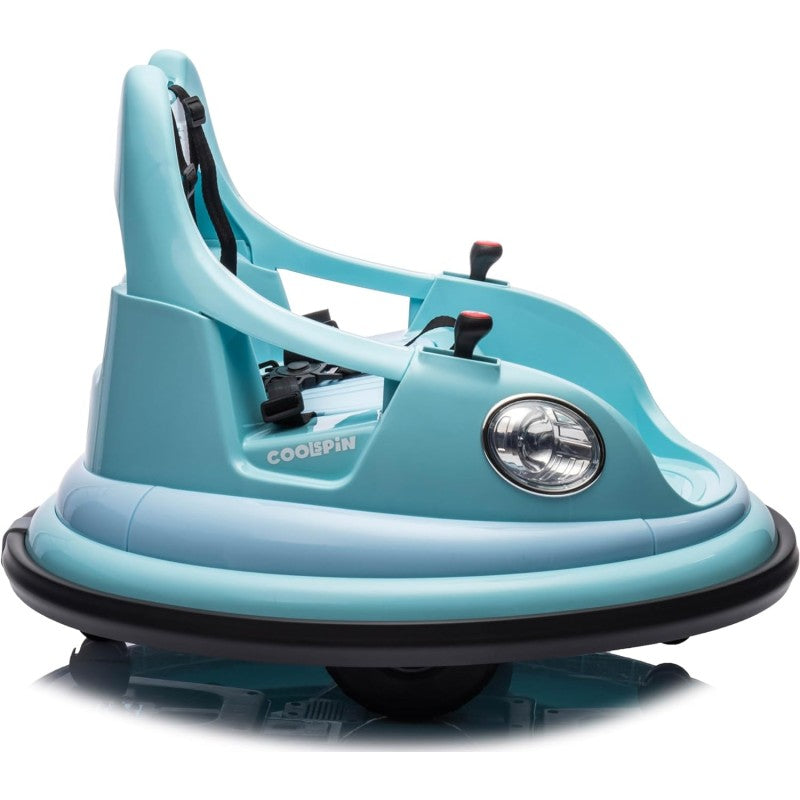 Autoscontro Elettrico per Bambini YJ6055 Supercar 12V Girevole a 360° con Telecomando Cintura di Sicurezza a 5 punti Luci a Led – Variante Blu