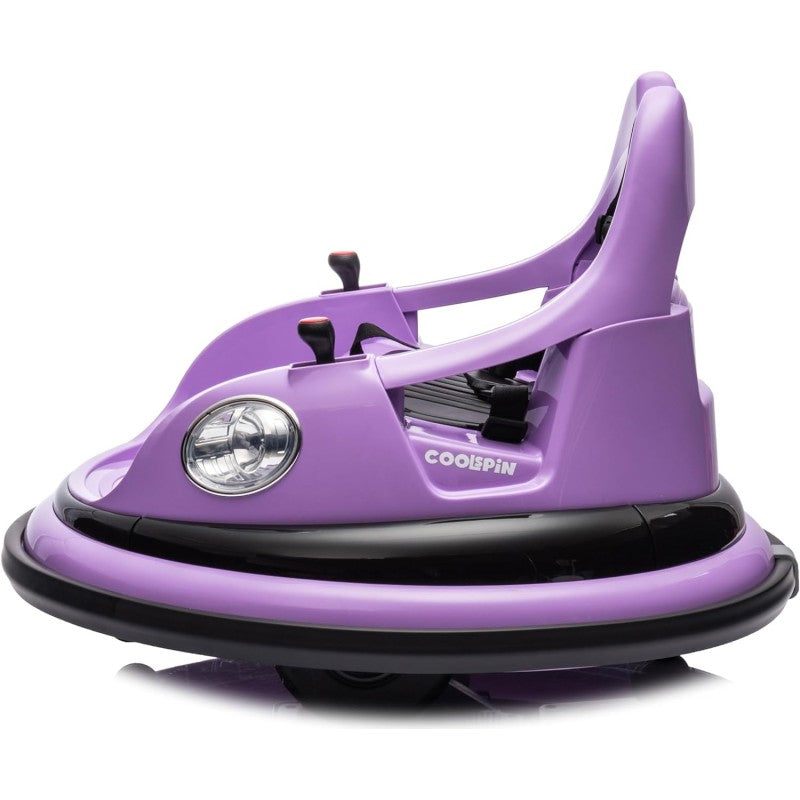 Autoscontro Elettrico per Bambini YJ6055 Supercar 12V Girevole a 360° con Telecomando Cintura di Sicurezza a 5 punti Luci a Led – Variante Violet