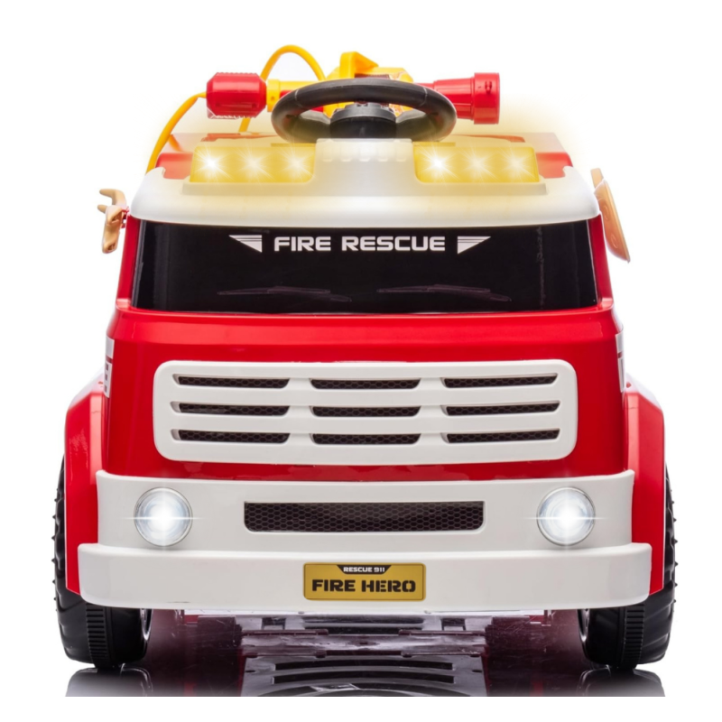 Camion dei Pompieri Cavalcabile Elettrico per Bambini 12V con Telecomando Luci Siren Suoni e Accessori Inclusi Full Optional